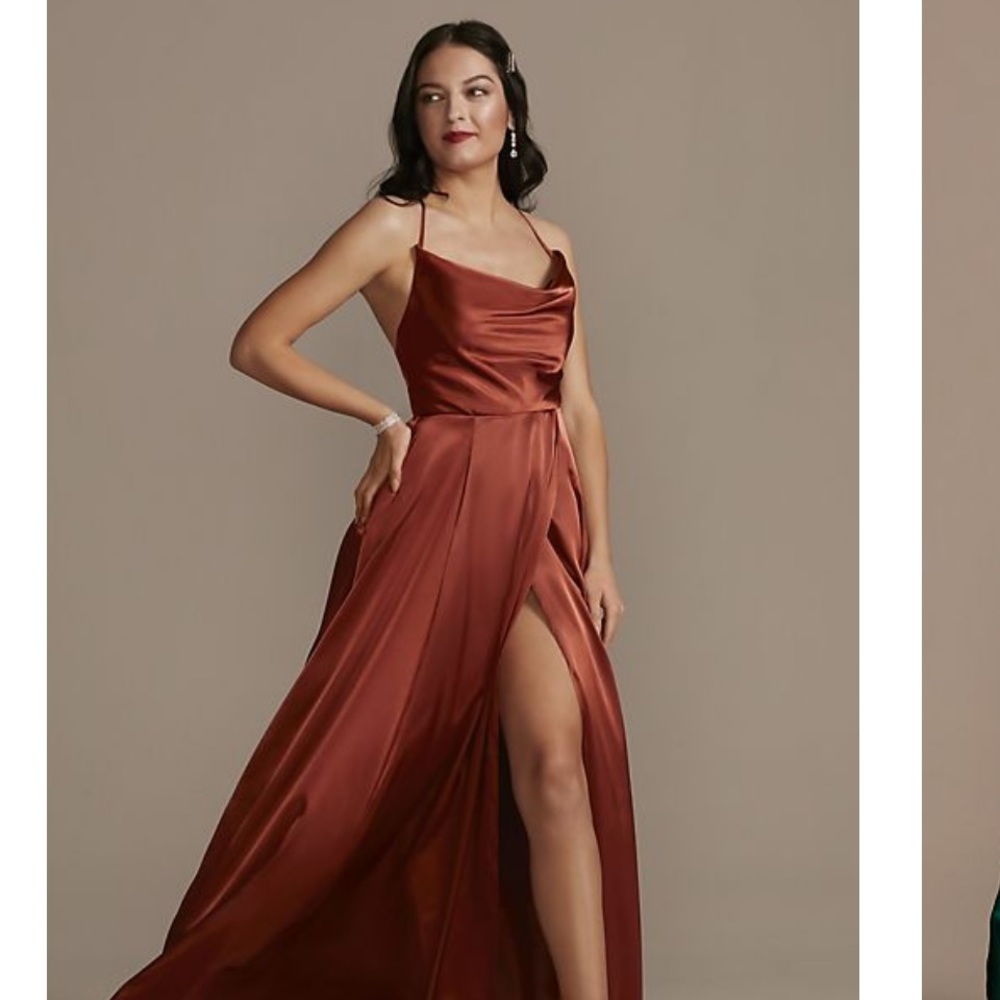 Galina Signature Dress | charmeuse cowl bridesmaid dress with lace-up back